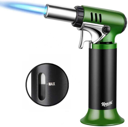 KOACKL Green Butane Torch with Visible Fuel Gauge