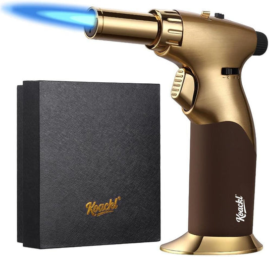 KOACKL Gold Butane Torch Lighter with Premium Gift Box