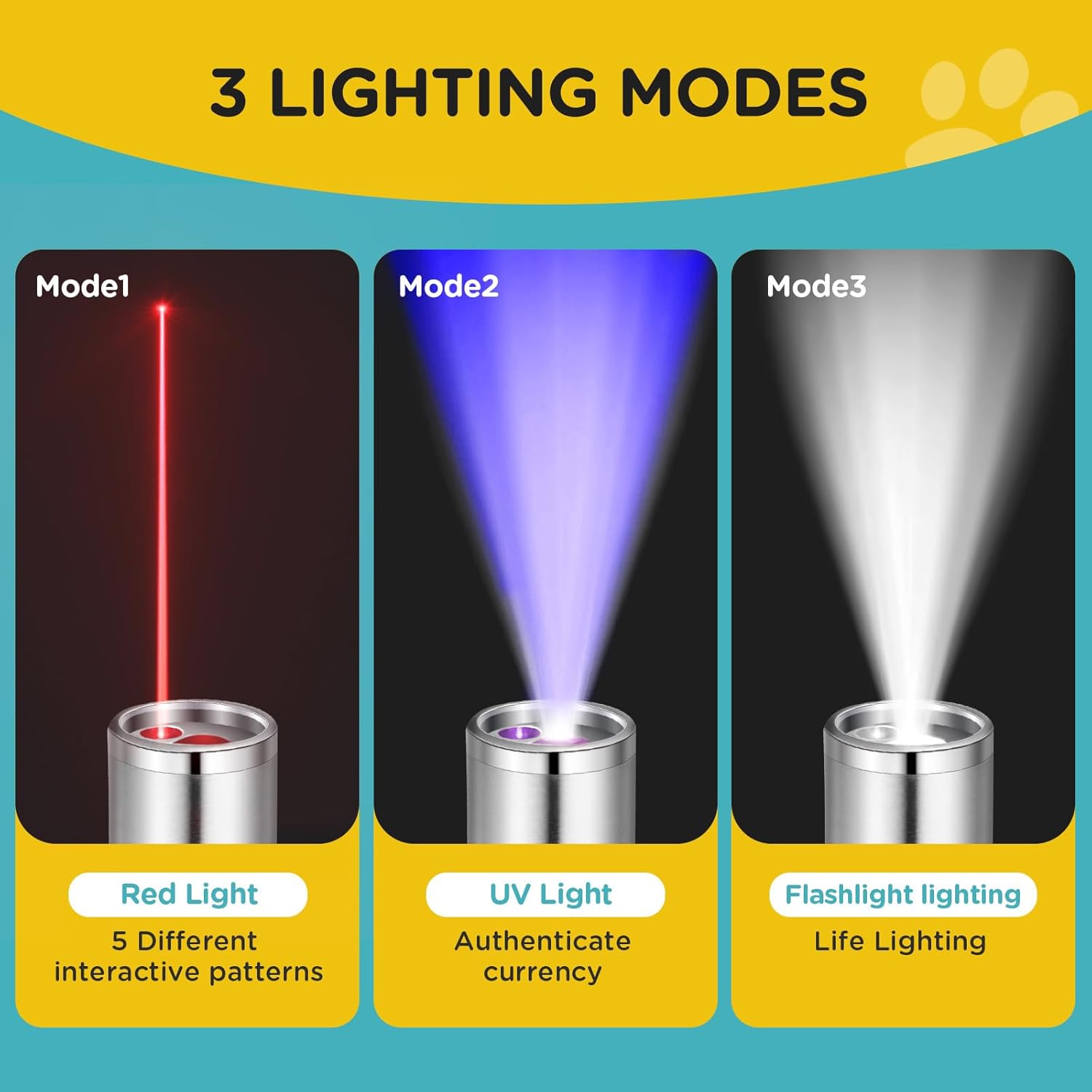 KOACKL 3-in-1 Laser Pointer with Red Light, UV Light and Flashlight