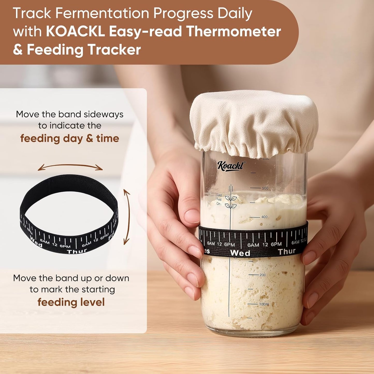 KOACKL Sourdough Feeding Tracker Band to Maintain Fermentation Consistency