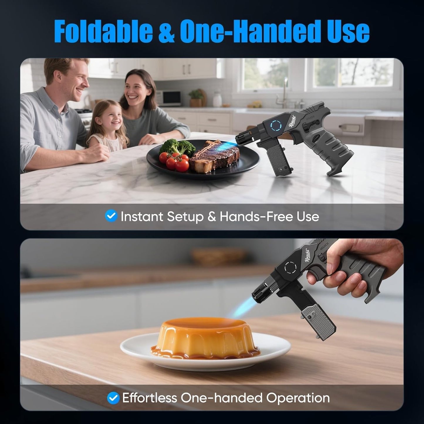 KOACKL Foldable Butane Torch for Hands-Free and One-Handed Use