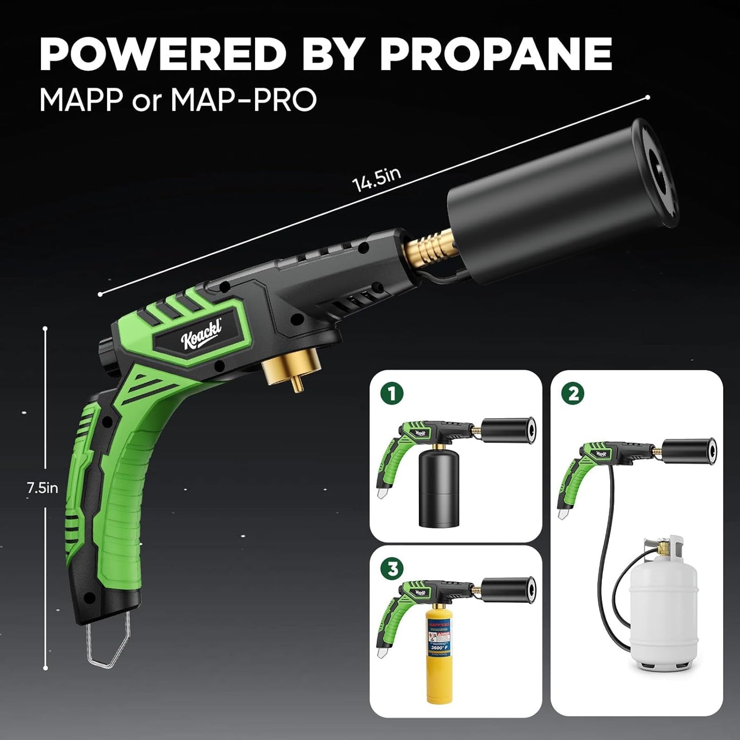 Powerful Propane Torch, Propane Torch Head, Cooking Culinary Torch Lighter, Charcoal Lighter, Sous Vide Searing Steak, BBQ, Grill, Outdoor Campfire Charcoal Starter(Tank Not Included) KOACKL