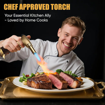 KOACKL Chef Approved Gold Butane Torch for Searing Steak