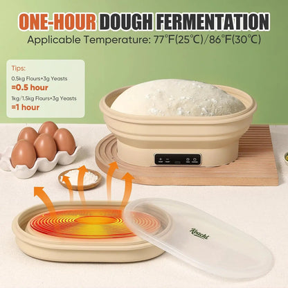 KOACKL Upgraded Sourdough Starter Warmer, Precise 6 level Thermostat Control (77-122°F) Silicone Sourdough Warming Bowl, Auto Warming On/Off, 6-Hour Timer Sourdough Warmer with Sourdough Starter Kit KOACKL