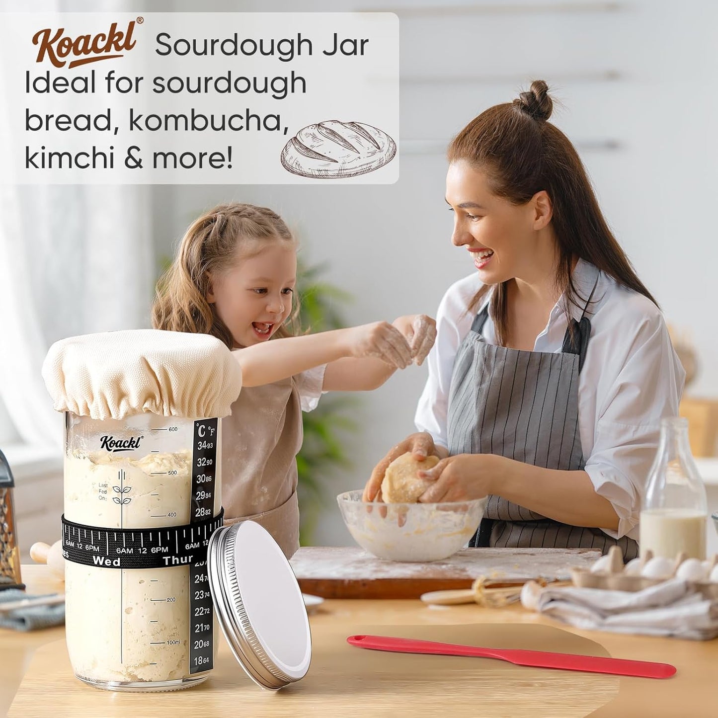KOACKL Sourdough Starter Kit for Family Baking and Homemade Bread
