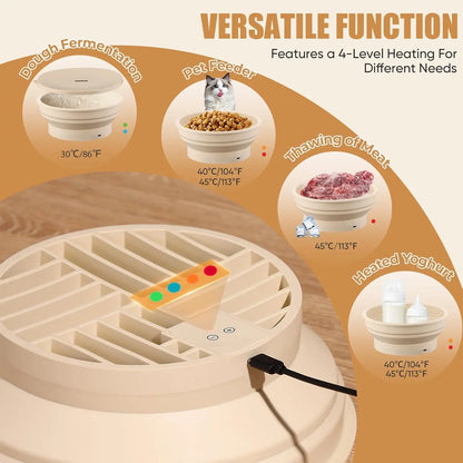 KOACKL Sourdough Starter Warmer, 9 Inch Foldable Thermostatic Silicone Bread Proofing Basket, Adjustable Heating Sourdough Bread Baking Supplies with Lid KOACKL