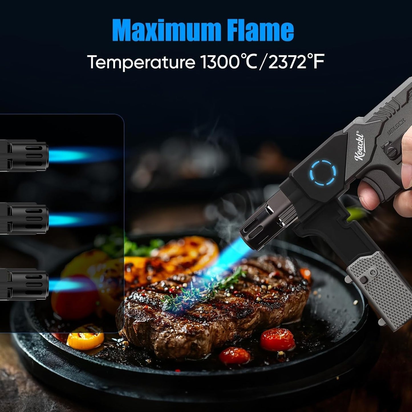 KOACKL Butane Torch with 2372°F High Heat for Steak Searing