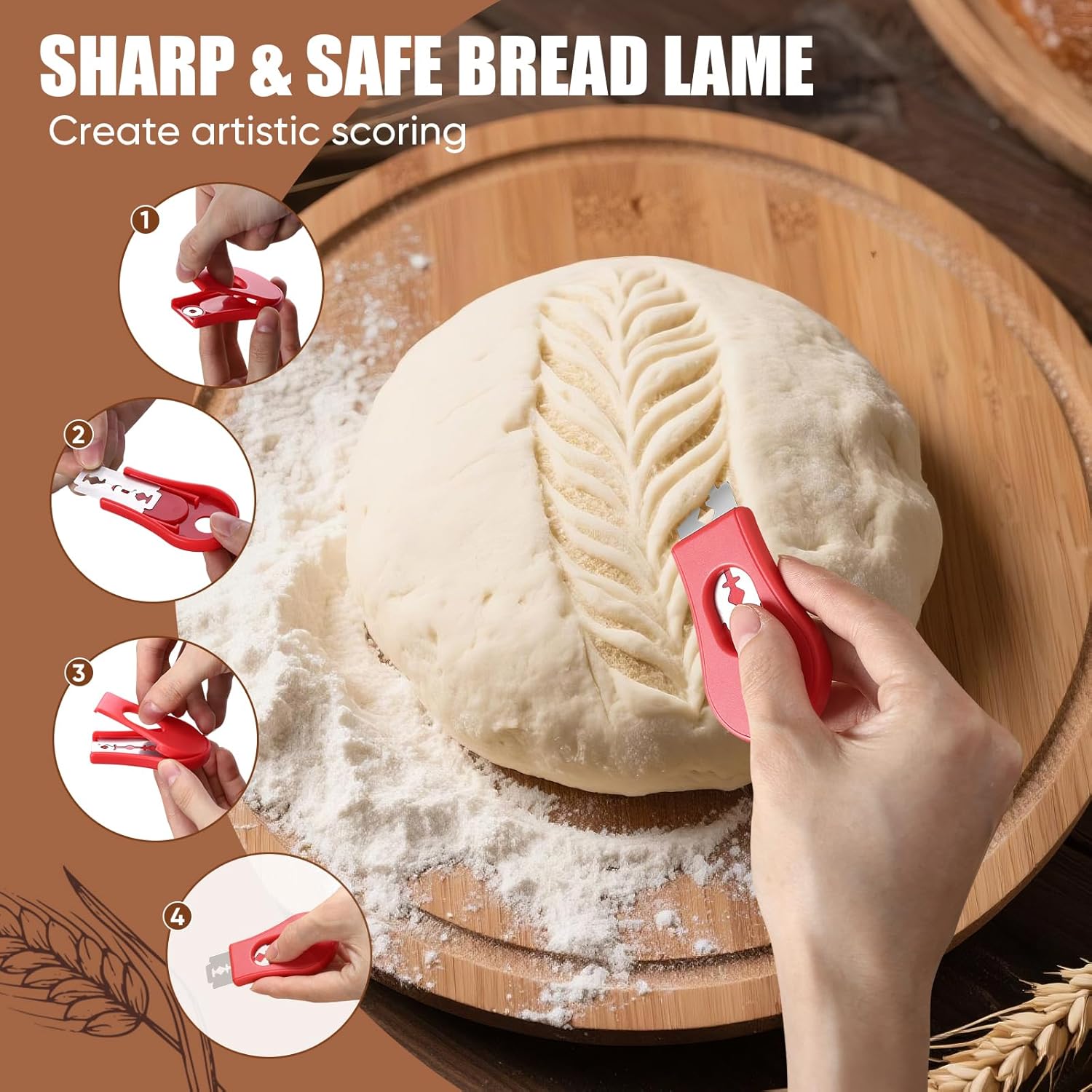 KOACKL Safe Bread Lame for Artistic Scoring on Sourdough Bread