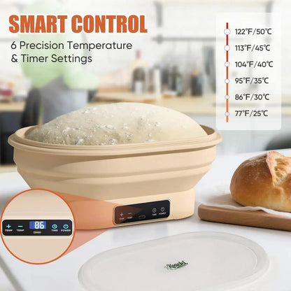 KOACKL Upgraded Sourdough Starter Warmer, Precise 6 level Thermostat Control (77-122°F) Silicone Sourdough Warming Bowl, Auto Warming On/Off, 6-Hour Timer Sourdough Warmer with Sourdough Starter Kit KOACKL