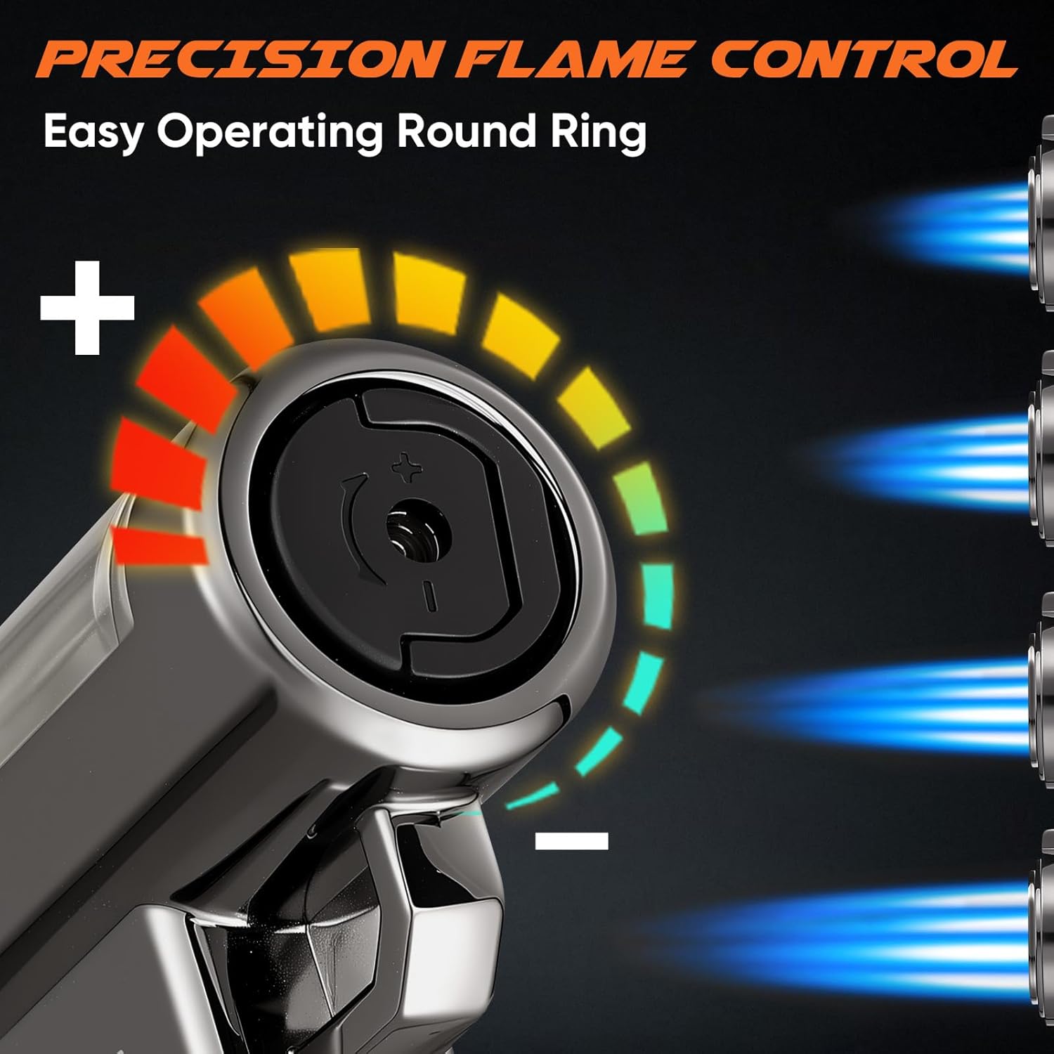 KOACKL Quad Flame Torch with Precision Flame Control Knob