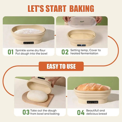 KOACKL Upgraded Sourdough Starter Warmer, Precise 6 level Thermostat Control (77-122°F) Silicone Sourdough Warming Bowl, Auto Warming On/Off, 6-Hour Timer Sourdough Warmer with Sourdough Starter Kit KOACKL