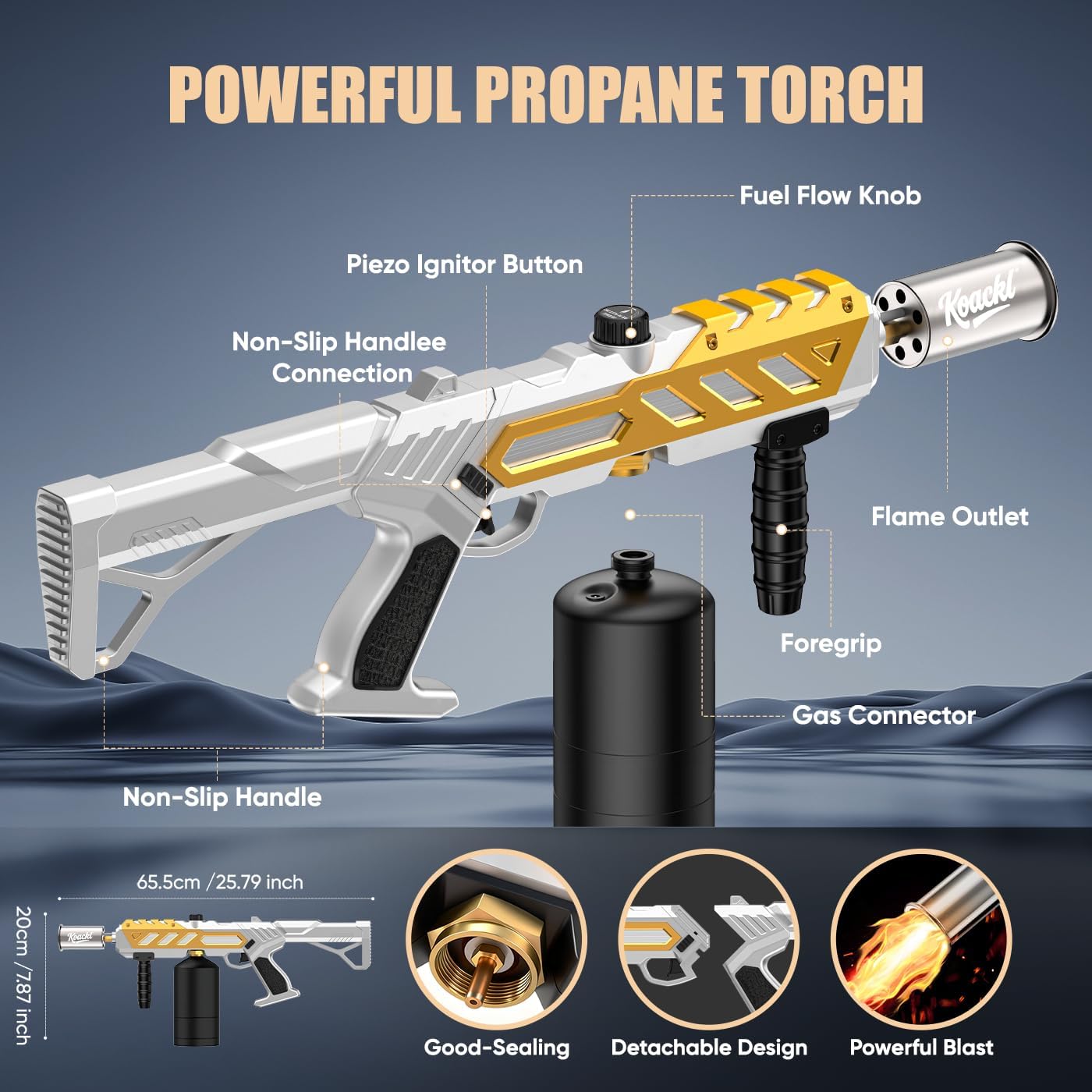 KOACKL Powerful Propane Torch with Piezo Ignition and Adjustable Flow