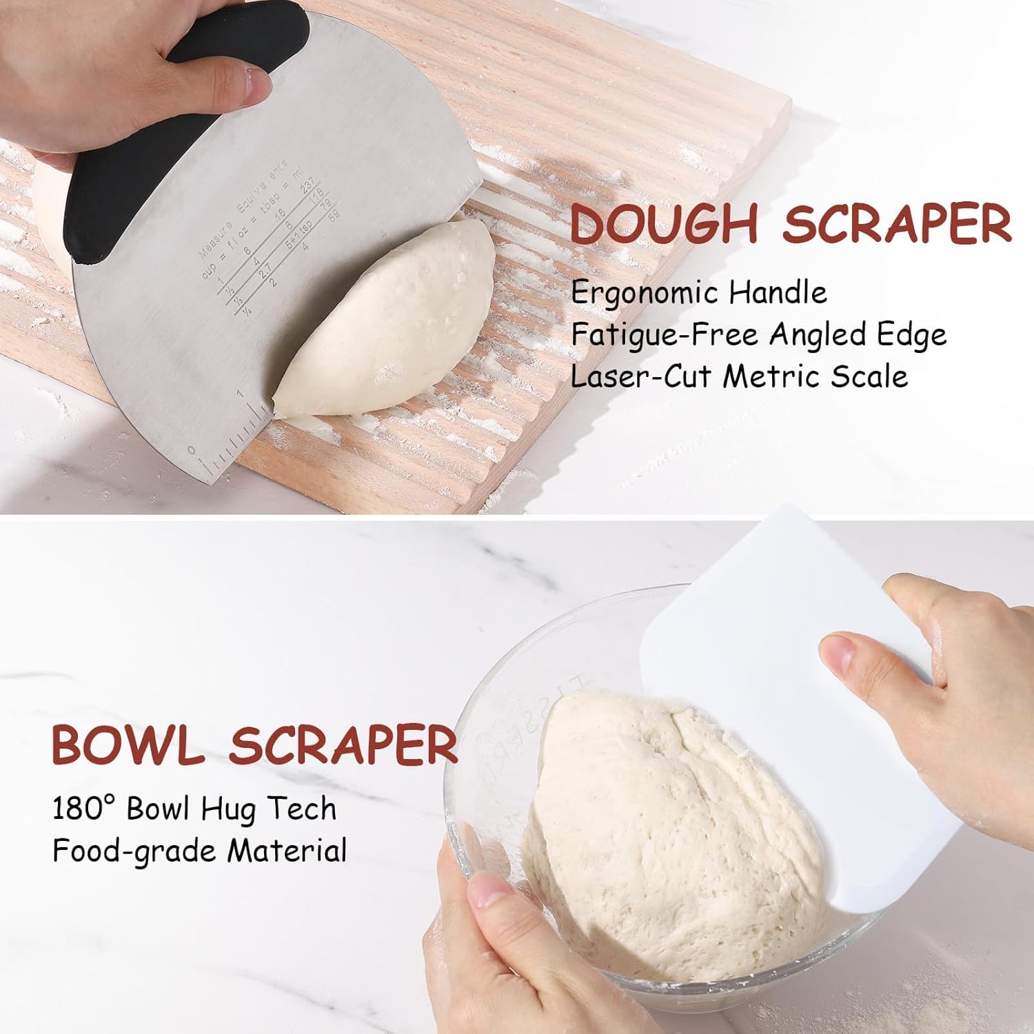 KOACKL Bread Dough Scraper and Bowl Scraper Set