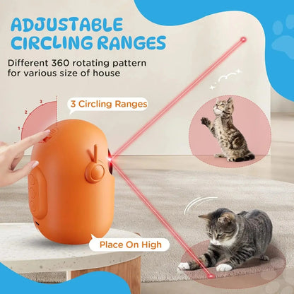 Koackl Interactive Cat Toys for Indoor Cats, Cat Laser Pointer Toy, Rechargeable Automatic Cat Toy with Timer & Speed Modes for Cats Dogs Training and Exercise(Orange) KOACKL