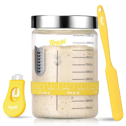 KOACKL Sourdough Starter Jar Kit with Feeding Tracker and Spatula