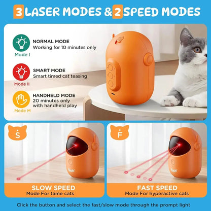 Koackl Interactive Cat Toys for Indoor Cats, Cat Laser Pointer Toy, Rechargeable Automatic Cat Toy with Timer & Speed Modes for Cats Dogs Training and Exercise(Orange) KOACKL