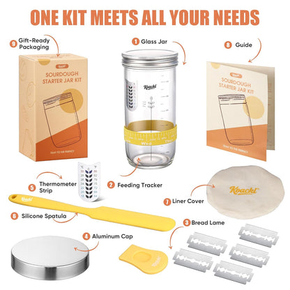 KOACKL Complete Sourdough Starter Jar Kit with Tools and Guide