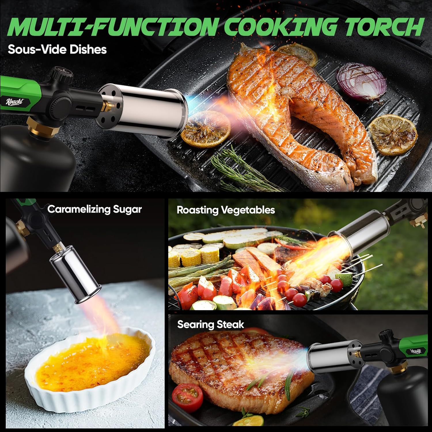 KOACKL Multi-Functional Cooking Torch for Sous Vide, BBQ and Baking