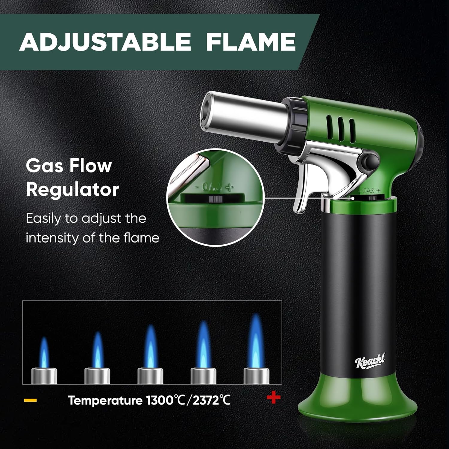 KOACKL Adjustable Flame Butane Torch with 2372°F Max Heat