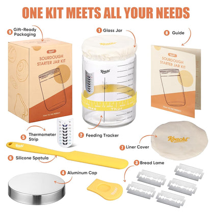 KOACKL All-in-One Sourdough Starter Jar Kit with Tools and Guide
