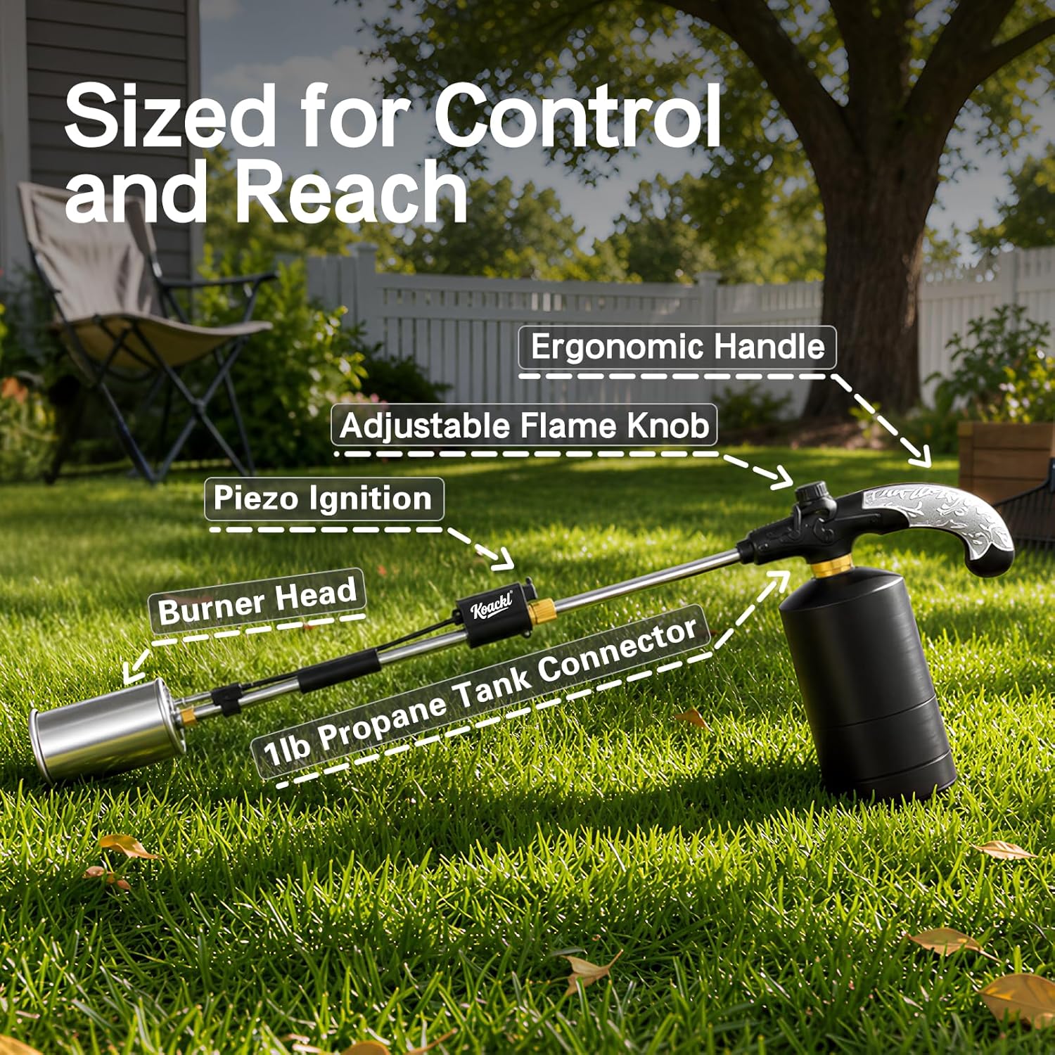 KOACKL Propane Torch Weed Burner – 30" Heavy Duty CSA Certified Torch with Adjustable Flame for Weeding, Snow Melting, Asphalt Repair, Roofing & BBQ (Tank Not Included) KOACKL