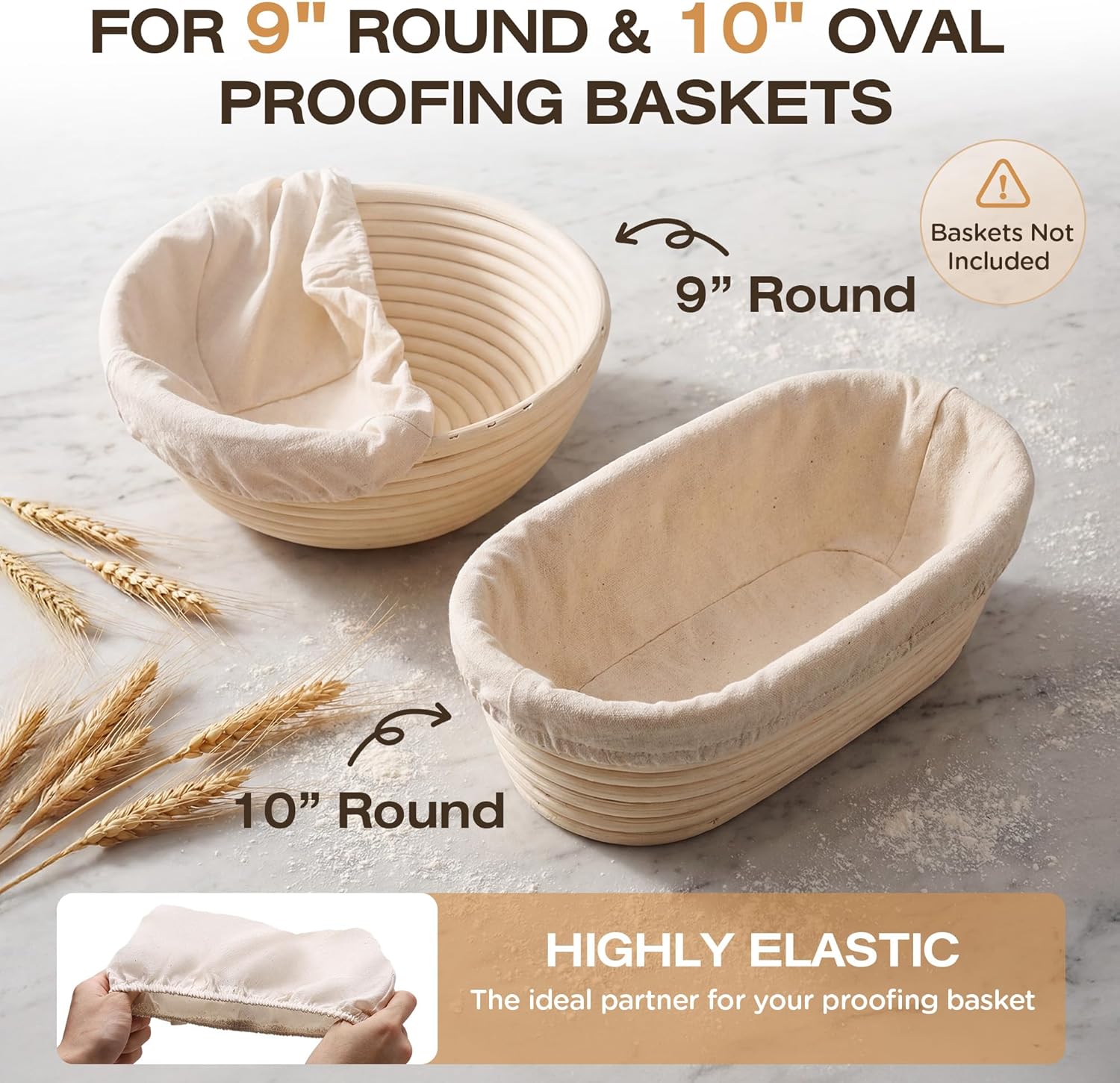KOACKL Bread Proofing Basket Liners for 9" Round & 10" Oval Baskets