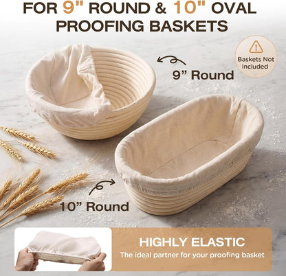 KOACKL Bread Proofing Basket Liners for 9" Round & 10" Oval Baskets