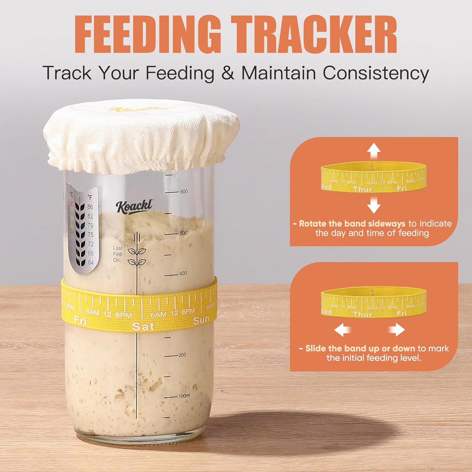 KOACKL Sourdough Feeding Tracker Band to Maintain Consistency