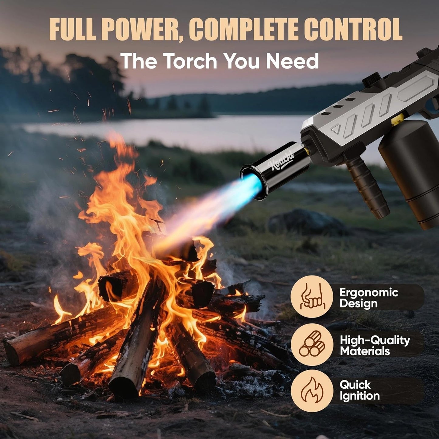KOACKL Propane Torch for Igniting Campfires with Ergonomic Grip