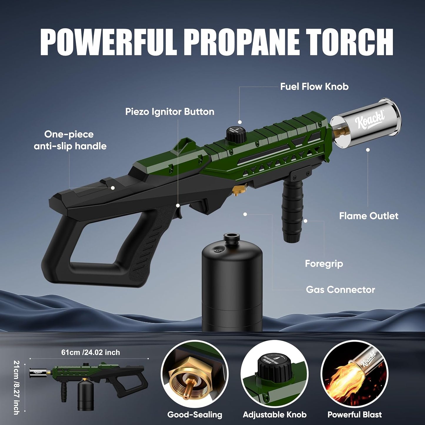 KOACKL Powerful Green Propane Torch with Adjustable Fuel Flow