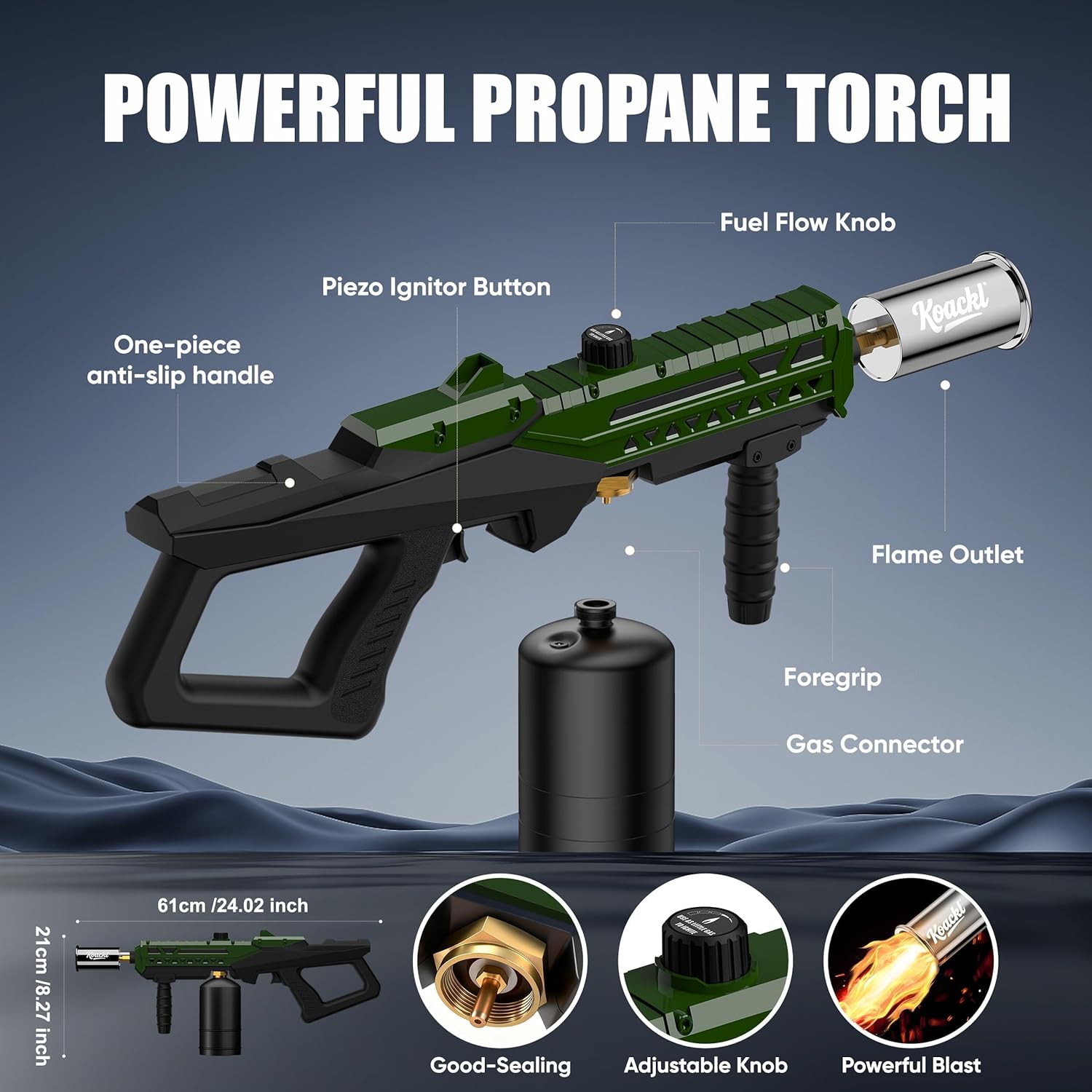 KOACKL Powerful Green Propane Torch with Adjustable Fuel Flow