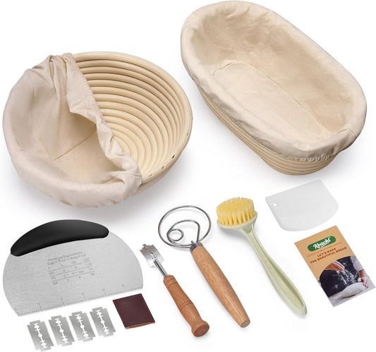 KOACKL Bread Baking Kit with Round & Oval Baskets and Tools
