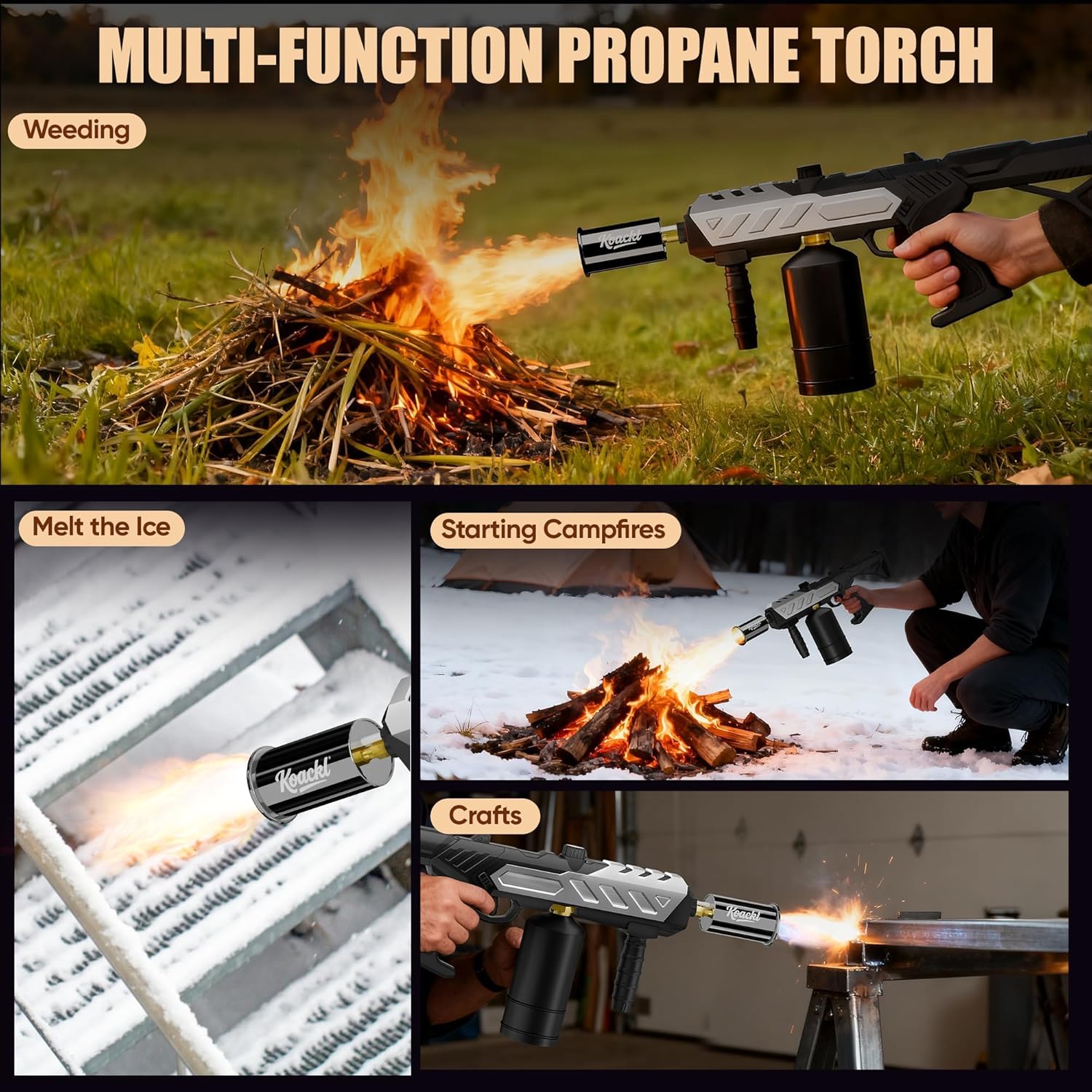 KOACKL Multi-Use Propane Torch for Weeding, Melting Ice and Crafts