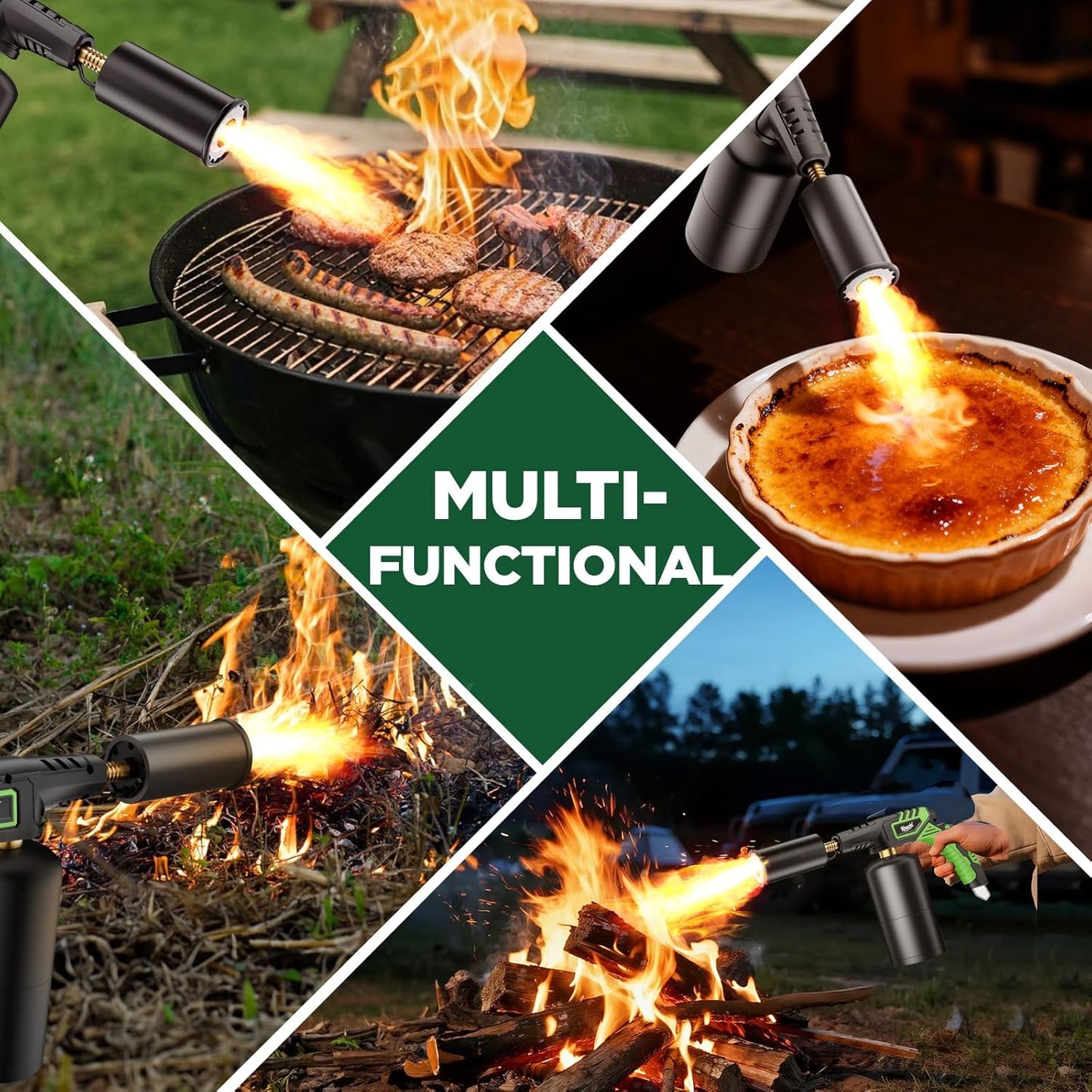 KOACKL Multi-Functional Green Propane Torch for BBQ, Baking and Camping