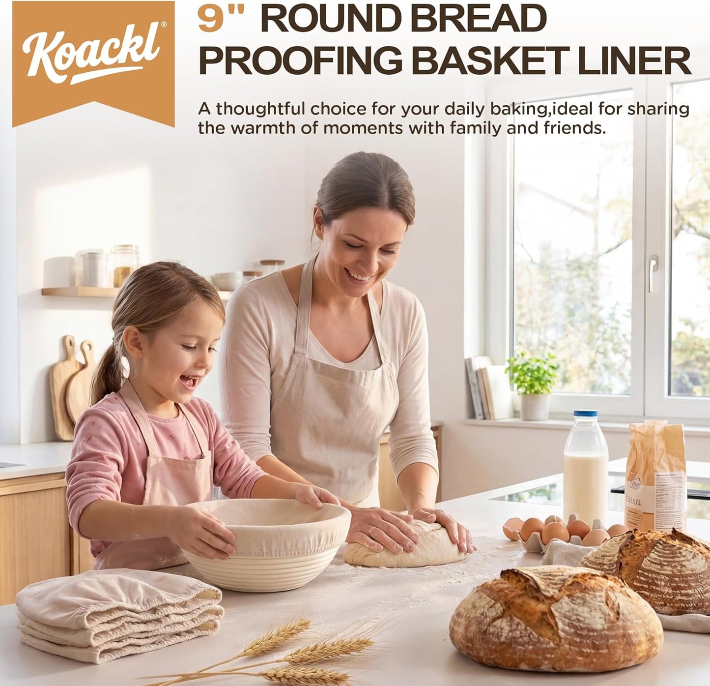 KOACKL Bread Proofing Basket Liner for Family Baking