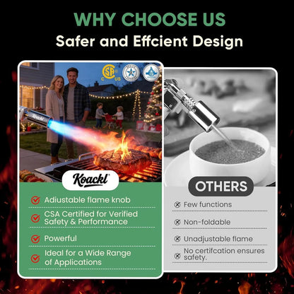 KOACKL CSA Certified Propane Torch Safer Adjustable Flame Design