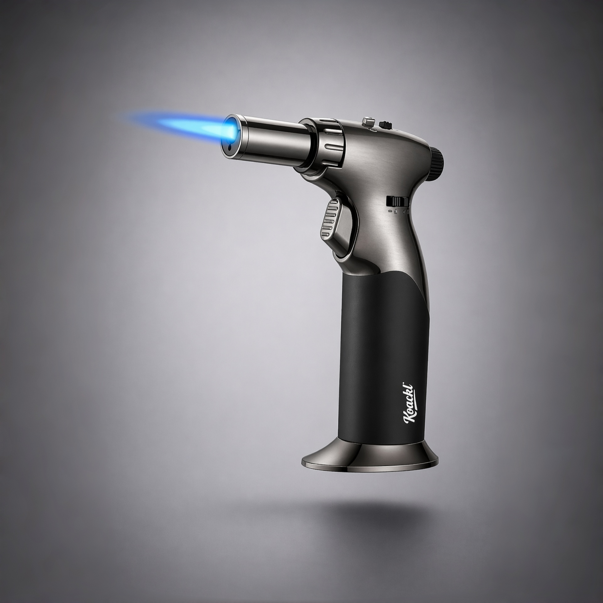 KOACKL Black Silver Kitchen Torch with Adjustable Blue Flame