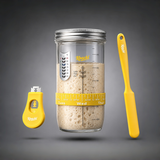 KOACKL Sourdough Starter Jar Kit, Yellow, Complete with Tools