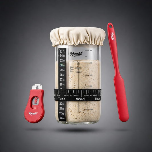KOACKL Sourdough Starter Jar Kit, Red, with Liner and Tools